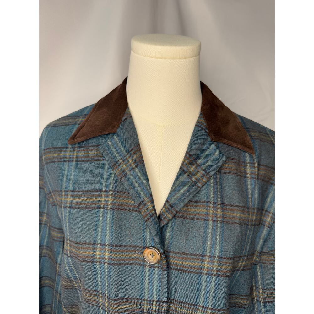 Vintage Talbots Wool Plaid Jacket | Leather Shacket Shirt - Picture 10 of 10